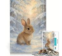 Rompecabezas de Acuarela de Conejo en un Bosque Invernal para Adultos 1000 Piezas Desarrolla la Memoria es Divertido de Alta precisión y fácil de Aprender Ideal para Disfrutar en Familia (38x52cm)