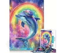 Rompecabezas de Acuarela de Delfines arcoíris de 1000 Piezas para Adolescentes Fortalece la Memoria, Calma, relajación, Bordes Suaves Regalo increíble (50x75cm)