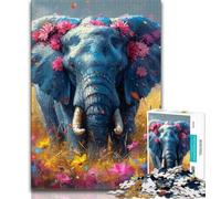 Rompecabezas de Acuarela de Elefantes para Adultos y Adolescentes, Ideal para aliviar el estrés, un desafío difícil y un Regalo de Amigo Secreto (tamaño 75x50cm)