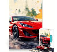 Rompecabezas de Acuarela de Ferrari Rojo de 1000 Piezas para Adolescentes Mejora la Memoria Fácil de Usar Bordes limpios Sorpresa navideña (38x52cm)