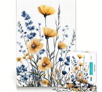 Rompecabezas de Acuarela de Flores Silvestres 1000 Piezas Juego de concentración Mental diseño Ajustado sin Huecos desafío Cerebral Interactivo para el hogar (50x75cm)