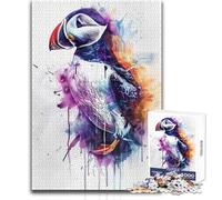 Rompecabezas de Acuarela de frailecillo atlántico de 1000 Piezas, Juego de Aprendizaje para Practicar Habilidades, Regalo considerado para Momentos Felices, tamaño 38x26cm
