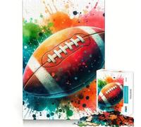 Rompecabezas de Acuarela de fútbol Americano de 1000 Piezas Juego cognitivo Divertido Componentes Resistentes y de Corte Limpio Momento Tranquilo para ejercitar la Mente en casa (38x26cm)