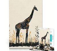 Rompecabezas de Acuarela de Jirafa en Hierba Alta para Adultos 1000 Piezas Juego Think Boost Estructura de Encaje precisa fácil de Aprender diversión para Toda la Familia (38x26cm)