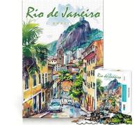 Rompecabezas de Acuarela de la Ciudad de Río para Adultos, 1000 Piezas, para Fortalecer la Memoria, Divertido y Casual, de Calidad, con Bordes Elegantes, Regalo (50x75cm)