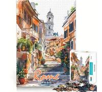 Rompecabezas de Acuarela de la Ciudad de Roma para Adultos, 1000 Piezas, Juguete para desarrollar la Mente, pasatiempo Tranquilo, diseño, Montaje, (38x26cm)