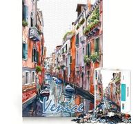 Rompecabezas de Acuarela de la Ciudad de Venecia,1000 Piezas,Juguete para desarrollar la Capacidad cognitiva,Superficie Lisa y sin Rebabas,Actividad Relajante para Grupos en Interiores (38x52cm)