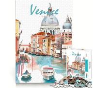 Rompecabezas de Acuarela de la Ciudad de Venecia de 1000 Piezas para Adultos,Juguete Que desafía la Mente,Corte preciso,alineación, Actividad Divertida para Toda la Familia (38x26cm)