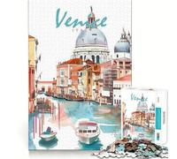 Rompecabezas de Acuarela de la Ciudad de Venecia para Adolescentes,1000 Piezas,Juego para estimular la Mente,Montaje Firme y Seguro,Actividad para Fortalecer los Lazos Familiares (38x52cm)