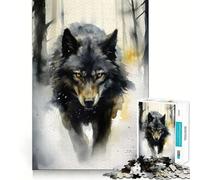 Rompecabezas de Acuarela de Lobo Invernal para Adultos 1000 Piezas Juego Mental Divertido con tecnología Avanzada de Corte láser desafío entretenido para el Tiempo de Espera (38x26cm)