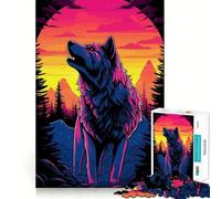 Rompecabezas de Acuarela de Lobo para Adolescentes,1000 Piezas,Juego para estimular la Mente,Piezas sin Rebabas,Corte Limpio,fácil de Aprender,diversión para Toda la Familia (38x52cm)