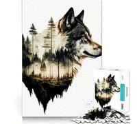 Rompecabezas de Acuarela de Lobos para Adultos,1000 Piezas,para estimular la concentración,Divertidos,de tamaño Uniforme,Piezas precisas,Actividad para Compartir con Seres Queridos (38x26cm)