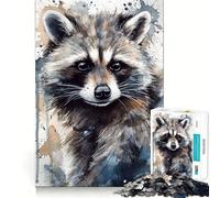 Rompecabezas de Acuarela de Mapache de 1000 Piezas para Adolescentes Fortalece la Memoria Divertido y Relajante Bordes Lisos Lista de Deseos de Papá Noel (38x52cm)
