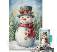 Rompecabezas de Acuarela de muñeco de Nieve en Bosque Invernal para Adultos 1000 Piezas Juego de Memoria Cerebral Corte Fino Acabado Premium Forma entretenida de Pasar el Tiempo Libre (38x26cm)