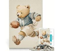 Rompecabezas de Acuarela de Oso de Peluche Jugador de fútbol, 1000 Piezas para Adultos, para estimular la Memoria, para Pasar un Buen rato, para armar una Obra de Arte 38x26cm