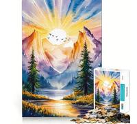 Rompecabezas de Acuarela de Paisaje Natural de 1000 Piezas para Adolescentes Diversión tamaño Uniforme Piezas precisas Actividad Relajante para Grupos en Interiores (38x52cm)