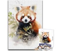Rompecabezas de Acuarela de Panda Rojo de 1000 Piezas para Adolescentes, Juego de Aprendizaje de Pensamiento estratégico, Regalo Ideal para Cualquier Evento, tamaño 38x52cm