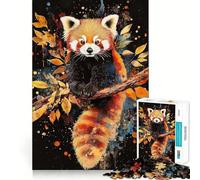 Rompecabezas de Acuarela de Panda Rojo de 1000 Piezas para Adolescentes, Que estimula la Memoria, Calma y escapismo Un cálido Regalo para armar (38x26cm)