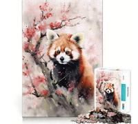Rompecabezas de Acuarela de Panda Rojo de 1000 Piezas para Adolescentes, Que estimula la Memoria, Calma y escapismo Un cálido Regalo para armar (38x52cm)