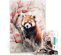 Rompecabezas de Acuarela de Panda Rojo de 1000 Piezas para Adultos Fortalece la Memoria Ideal para Grupos Bordes limpios Regalo Elegante (38x26cm)