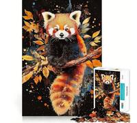 Rompecabezas de Acuarela de Panda Rojo para Adolescentes, 1000 Piezas, diseño Relajante y Divertido, decoración de Pared con Bordes definidos (50x75cm)
