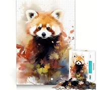 Rompecabezas de Acuarela de Panda Rojo para Adolescentes, 1000 Piezas, Juguete para ejercitar la Mente, diversión Relajante, Corte preciso, Regalo Festivo (38x52cm)