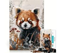 Rompecabezas de Acuarela de Panda Rojo para Adultos, 1000 Piezas, Juguete para desarrollar la Mente, pasatiempo Tranquilo, diseño, Montaje, Regalo navideño (50x75cm)