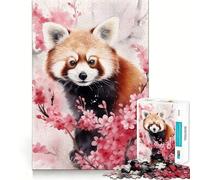 Rompecabezas de Acuarela de Panda Rojo para Adultos, 1000 Piezas, Mejora la Memoria, relaja la Mente, Pieza de colección de Arte de Bordes Afilados (38x52cm)