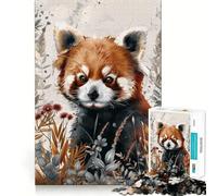 Rompecabezas de Acuarela de Panda Rojo para Adultos, 1000 Piezas, Mejora la Memoria, relaja la Mente, Pieza de colección de Arte de Bordes Afilados (38x52cm)