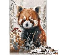 Rompecabezas de Acuarela de Panda Rojo, Rompecabezas de cartón 100% Reciclado, Ideal para Mujeres y Hombres, Regalo para el Día de la Madre, 1000 Piezas (26 x 38 cm)
