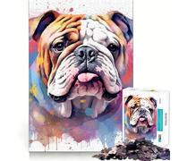 Rompecabezas de Acuarela de Perro Pitbull de 1000 Piezas para Adultos, Juguete Intelectual Relajante y Divertido, Corte preciso, (50x75cm)