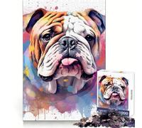 Rompecabezas de Acuarela de Perro Pitbull de 1000 Piezas para Adultos, Juguete Intelectual Relajante y Divertido, Corte preciso, (50x75cm)