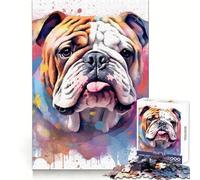 Rompecabezas de Acuarela de Perro Pitbull para Adultos, 1000 Piezas, Juego Mental, Juguete para aliviar la ansiedad, Arte de Corte preciso, Coleccionable (38x52cm)