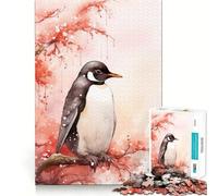 Rompecabezas de Acuarela de pingüinos de 1000 Piezas para Adultos Juguete Inteligente para el hogar Disfrute de Bordes Afilados Artículo de Santa Claus (38x26cm)