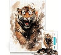 Rompecabezas de Acuarela de Tigre de 1000 Piezas para Adultos Mejora la Memoria, relaja la Mente, Bordes precisos, Lista de Deseos de Papá Noel 38x26cm