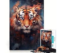 Rompecabezas de Acuarela de Tigre de 1000 Piezas para Adultos Mejora la Memoria, relaja la Mente, Bordes precisos, Lista de Deseos de Papá Noel 38x26cm