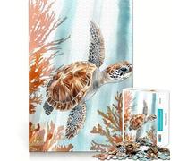 Rompecabezas de Acuarela de Tortuga Marina para Adultos, 1000 Piezas, Rompecabezas Mental para Relajarse, patrón de ensamblaje, artículo de Deseo de Papá Noel (38x52cm)