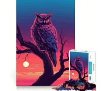 Rompecabezas de Acuarela de un búho en una Rama 1000 Piezas Juego de concentración Mental Corte de precisión Bordes Lisos Actividad Absorbente para Noches tranquilas (38x26cm)