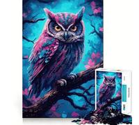 Rompecabezas de Acuarela de un búho en una Rama para Adolescentes 1000 Piezas Juego para estimular la Mente Montaje Firme y Seguro Actividad para Fortalecer los Lazos Familiares (50x75cm)