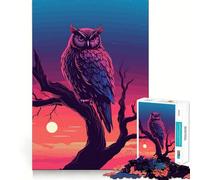 Rompecabezas de Acuarela de un búho en una Rama para Adultos 1000 Piezas Juego de Memoria Ajuste Firme Montaje Seguro Juego de construcción de Conexiones significativas (38x52cm)