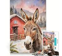 Rompecabezas de Acuarela de un Burro en un Paisaje Invernal 1000 Piezas para Adolescentes Estimula la Mente Diversión sin Espacios Ajuste Ocio cautivador para Disfrutar en casa (38x52cm)