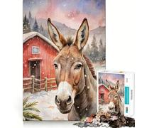Rompecabezas de Acuarela de un Burro en un Paisaje Invernal para Adolescentes 1000 Piezas Juego para estimular la Mente Montaje Firme y Seguro Actividad para Fortalecer los Lazos Familiares (38x26cm)