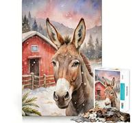 Rompecabezas de Acuarela de un Burro en un Paisaje Invernal para Adultos 1000 Piezas Divertido Juego de Memoria componentes Resistentes y de Corte Limpio aliviar el estrés (50x75cm)