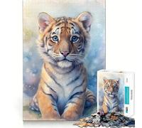 Rompecabezas de Acuarela de un Cachorro de Tigre para Adultos 1000 Piezas Juego Think Boost Estructura de Encaje precisa fácil de Aprender diversión para Toda la Familia (50x75cm)