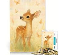Rompecabezas de Acuarela de un Cervatillo con Mariposas para Adultos 1000 Piezas Desarrolla la Memoria Divertido de Alta precisión fácil de Aprender para Disfrutar en Familia (38x26cm)
