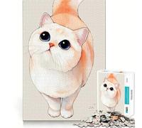 Rompecabezas de Acuarela de un Gato con Grandes Ojos Azules para Adultos 1000 Piezas Divertido Juego de Memoria componentes Resistentes y de Corte Limpio aliviar el estrés (38x26cm)