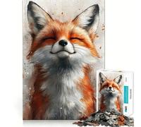 Rompecabezas de Acuarela de Zorro Sonriente para Adolescentes, 1000 Piezas, Juguete de lógica Mental, Alivio del estrés, Corte Firme, Regalo de Papá Noel 38x52cm