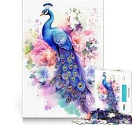 Rompecabezas de Acuarela Floral de Pavo Real para Adolescentes, 1000 Piezas, diseño Relajante y fácil de armar, Regalo clásico (38x26cm)