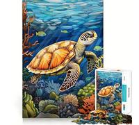 Rompecabezas de Acuario de Tortugas Marinas de 1000 Piezas para Adolescentes, Juguete de lógica Mental, Escape Tranquilo, Arte de Bordes Finos, Coleccionable (38x52cm)