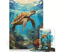 Rompecabezas de Acuario de Tortugas Marinas de 1000 Piezas para Adolescentes Mejora la Memoria, Tiempo de relajación, Bordes precisos, Regalo Creativo (38x26cm)